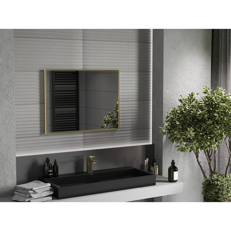 Mexen Loft rectangular bathroom mirror 80 x 60 cm, brushed gold frame - 9852-080-060-000-50