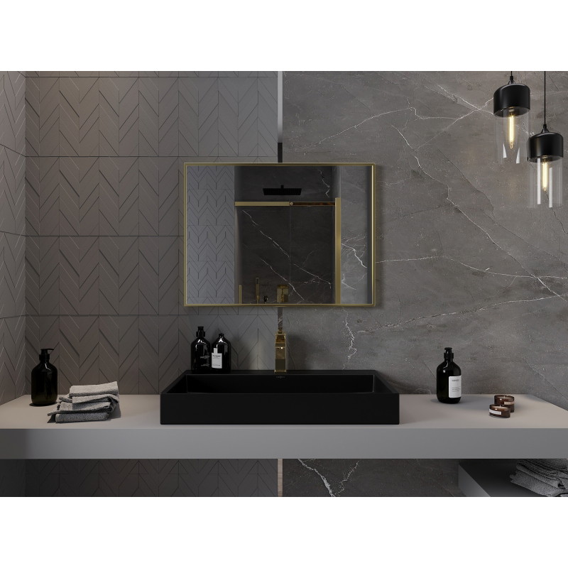Mexen Loft rectangular bathroom mirror 80 x 60 cm, brushed gold frame - 9852-080-060-000-50