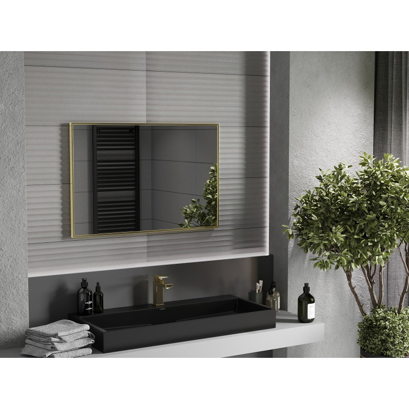 Mexen Loft rectangular bathroom mirror 90 x 60 cm, gold frame - 9852-090-060-000-50