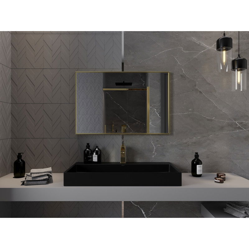 Mexen Loft bathroom mirror rectangular 90 x 60 cm, gold frame - 9852-090-060-000-50