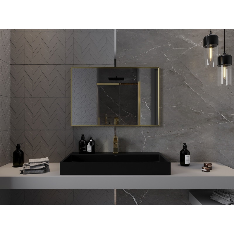 Mexen Loft rectangular bathroom mirror 90 x 60 cm, gold frame - 9852-090-060-000-50