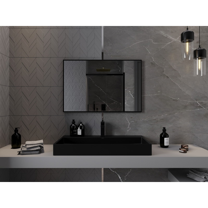 Mexen Loft rectangular bathroom mirror 90 x 60 cm, black frame - 9852-090-060-000-70