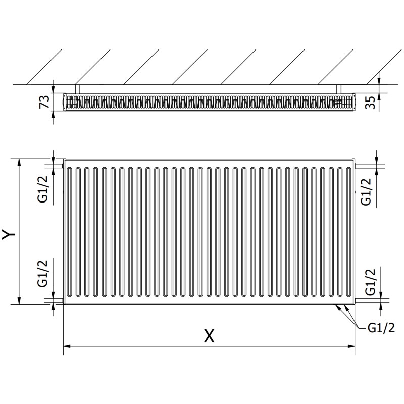 Mexen CV21 plate radiator 300 x 400 mm, bottom connection, 294 W, anthracite - W621-030-040-66