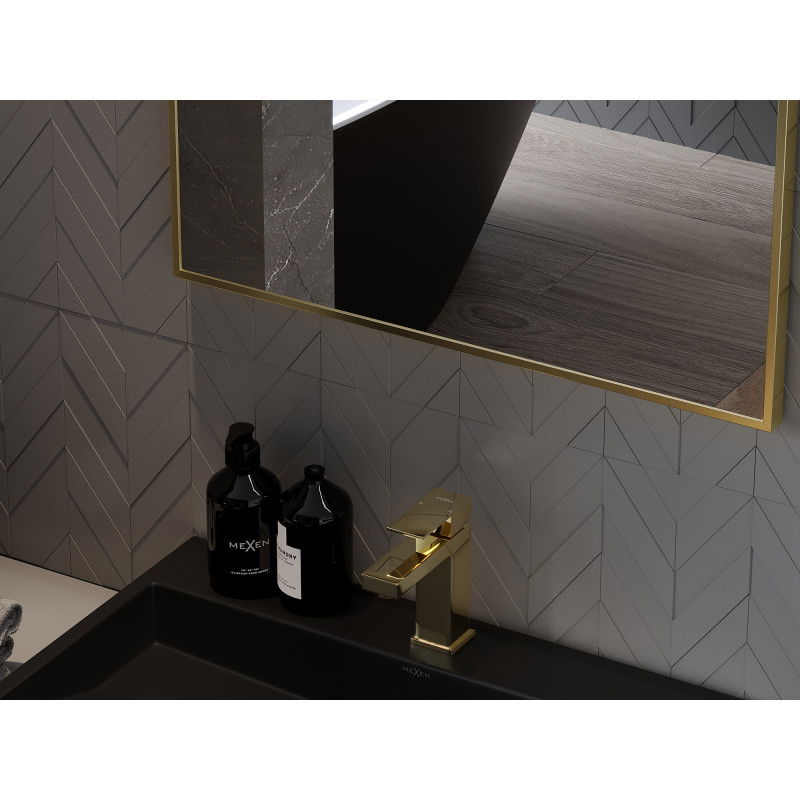 Mexen Loft bathroom mirror rectangular 90 x 60 cm, gold frame - 9852-090-060-000-50
