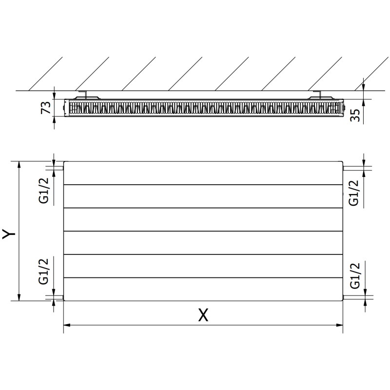 Mexen CL21 Plate Radiator Line 600 x 800 mm, Side Connection, 968 W, Anthracite - W421L-060-080-66
