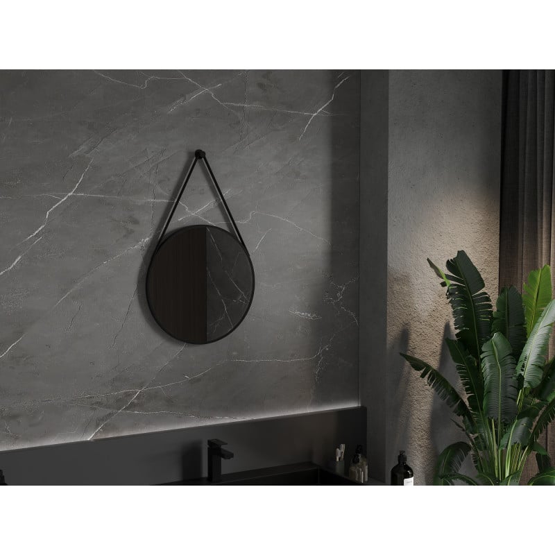 Mexen String round bathroom mirror 50 cm, black frame - 9854-050-050-000-70