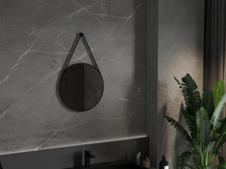 Mexen String round bathroom mirror 50 cm, black frame - 9854-050-050-000-70