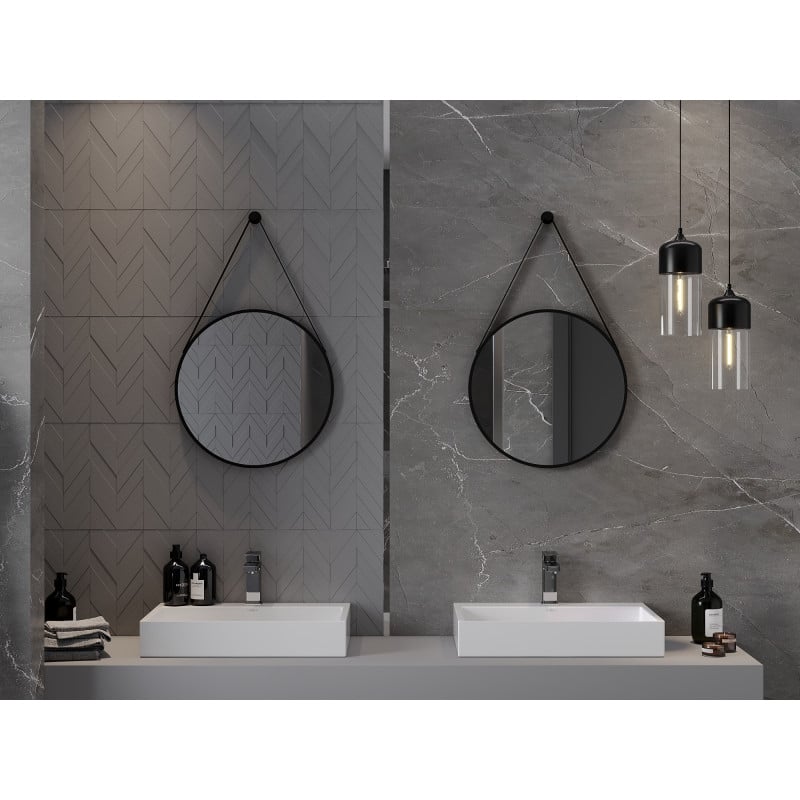 Mexen String round bathroom mirror 50 cm, black frame - 9854-050-050-000-70