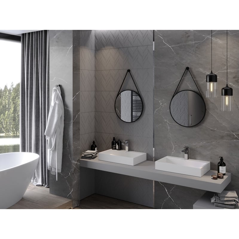 Mexen String round bathroom mirror 50 cm, black frame - 9854-050-050-000-70