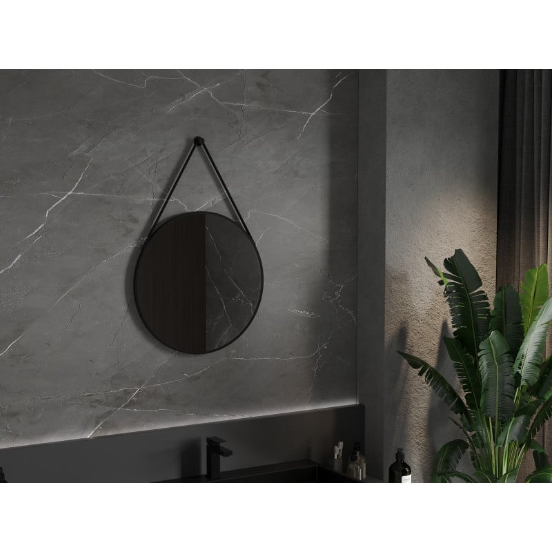 Mexen String round bathroom mirror 60 cm, black frame - 9854-060-060-000-70