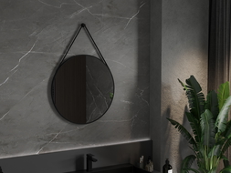 Mexen String bathroom mirror round 70 cm, black frame - 9854-070-070-000-70