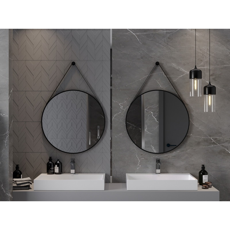 Mexen String bathroom mirror round 70 cm, black frame - 9854-070-070-000-70
