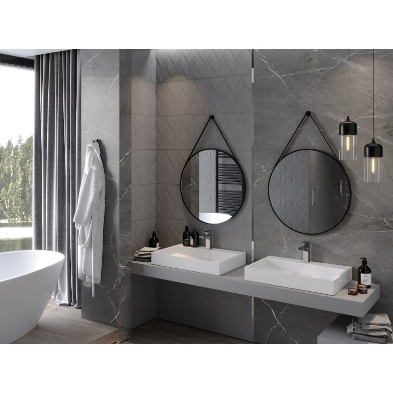 Mexen String round bathroom mirror 70 cm, black frame - 9854-070-070-000-70