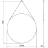 Mexen String bathroom mirror round 70 cm, black frame - 9854-070-070-000-70