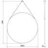 Mexen String bathroom mirror round 80 cm, black frame - 9854-080-080-000-70