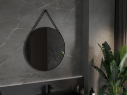 Mexen String bathroom mirror round 80 cm, black frame - 9854-080-080-000-70