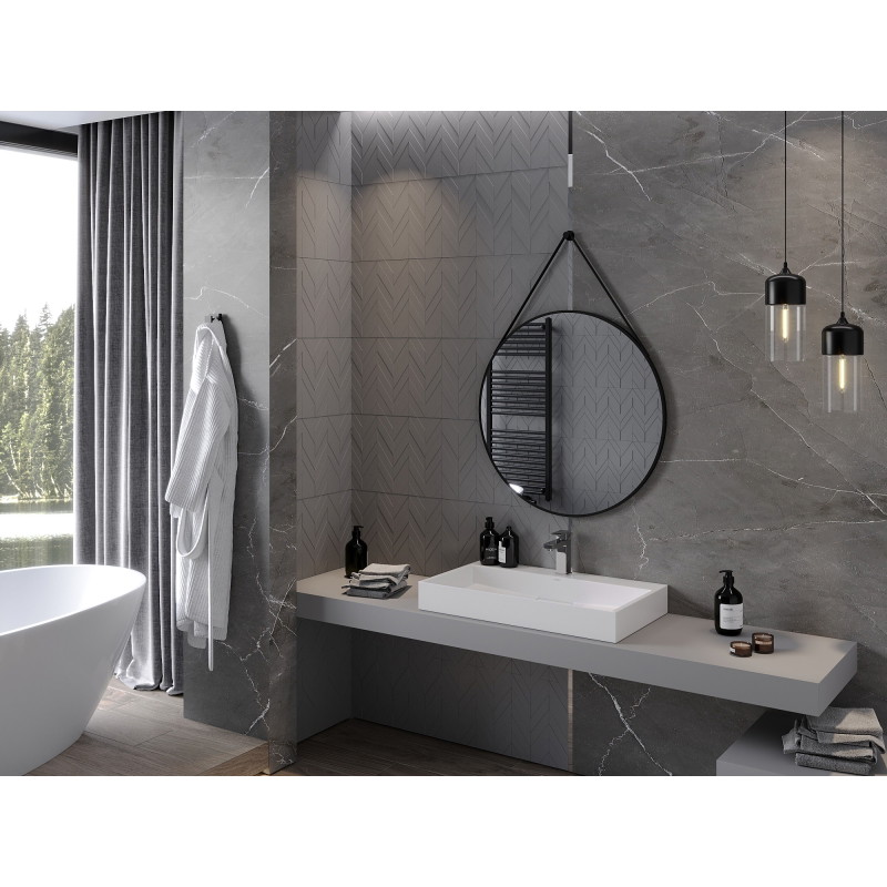 Mexen String bathroom mirror round 80 cm, black frame - 9854-080-080-000-70