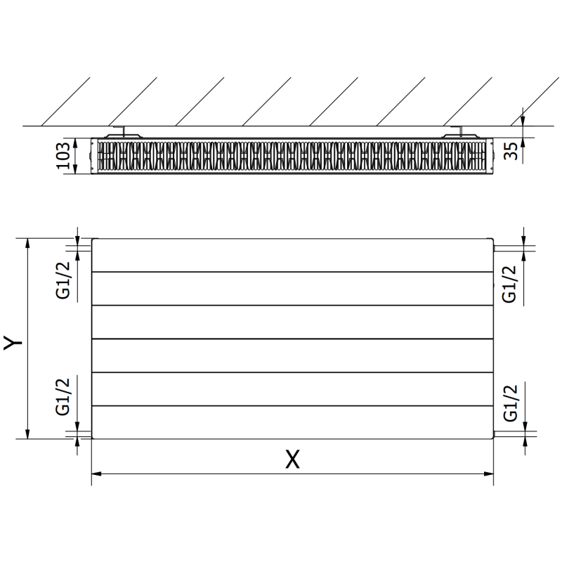 Mexen Line CL22 panel radiator 900 x 1600 mm, side connection, 3519 W, anthracite - W422L-090-160-66