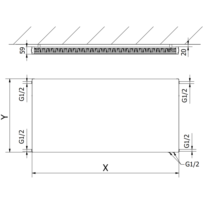 Mexen Flat CVF11 Panel Radiator 300 x 900 mm, bottom connection, 409 W, anthracite - W611F-030-090-66