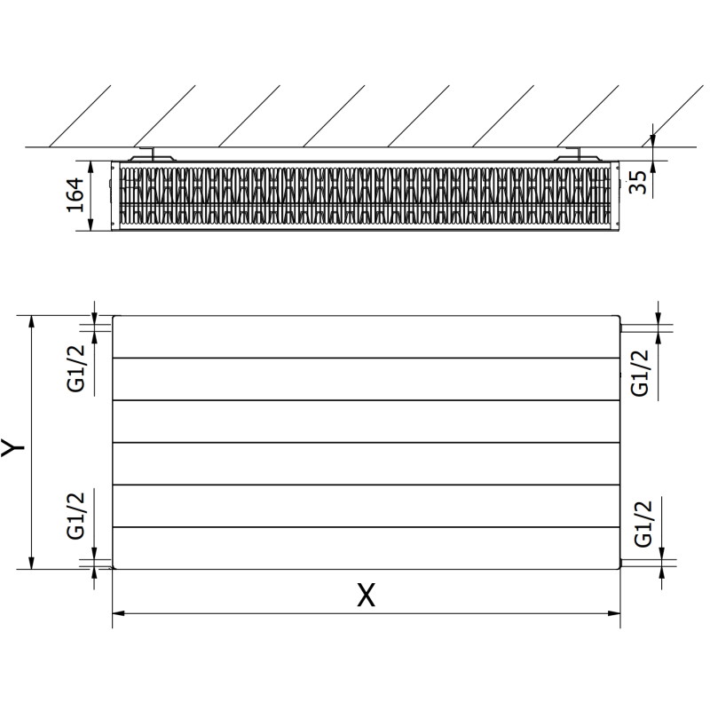 Mexen CL33 Flat Panel Radiator 400 x 2000 mm, Side Connection, 3163 W, Anthracite - W433L-040-200-66