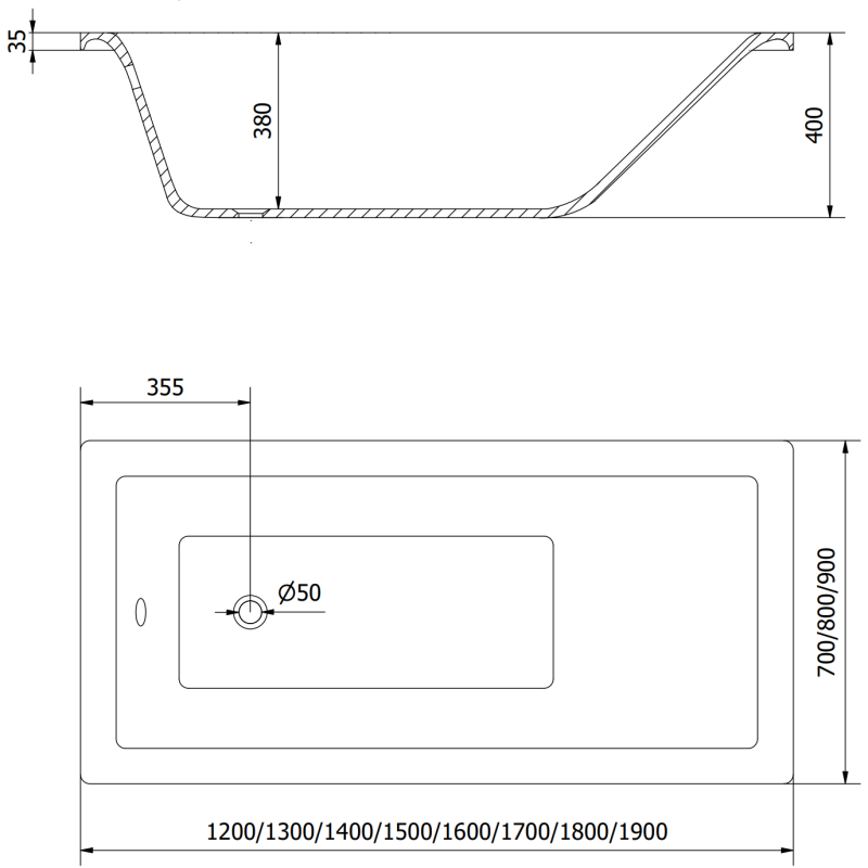 Mexen Cubik rectangular bathtub 160 x 70 cm with casing, white - 55031607000X