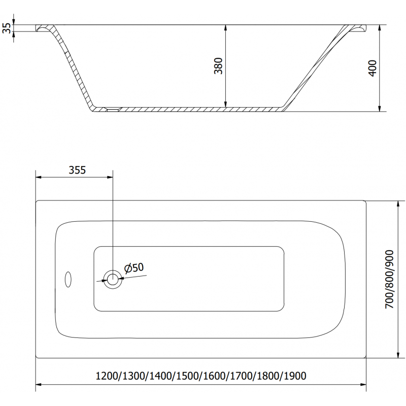 Mexen Vega rectangular bathtub 180 x 80 cm with casing and 1-wing screen 100 cm, black pattern - 550118080X9510007070