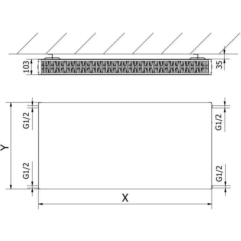 Mexen CF22 Flat panel radiator 400 x 400 mm, side connection, 455 W, black - W422F-040-040-70