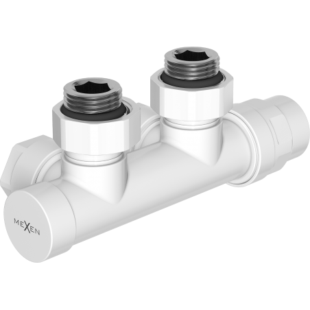 Mexen angle radiator valve, Duplex, DN50, white - W907-000-20