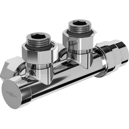 Mexen radiator valve angled, Duplex, DN50, chrome - W907-000-01