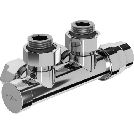Mexen Uni-Term angle radiator valve, Duplex, DN50, chrome - W907-000-01