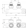 Mexen radiator valve angled, Duplex, DN50, chrome - W907-000-01