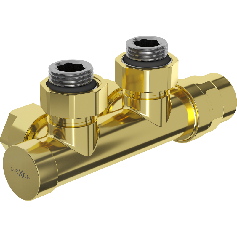 Mexen angled radiator valve, Duplex, DN50, gold - W907-000-50