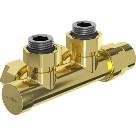 Mexen radiator angle valve, Duplex, DN50, gold - W907-000-50