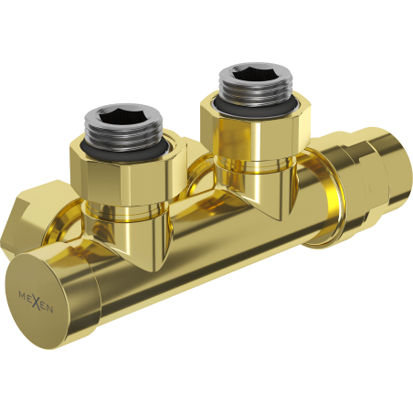 Mexen Uni-Term radiator valve angled, Duplex, DN50, gold - W907-000-50