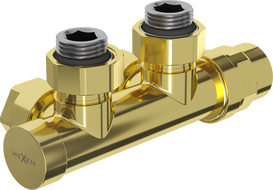 Mexen angled radiator valve, Duplex, DN50, gold - W907-000-50
