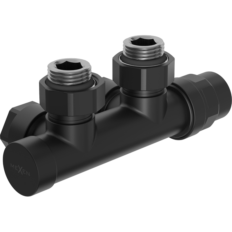 Mexen angled radiator valve, Duplex, DN50, black - W907-000-70