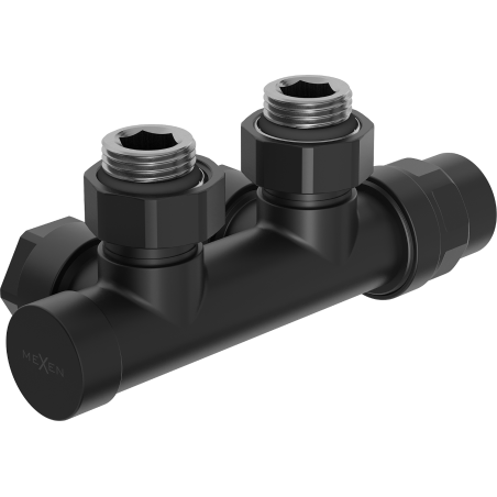 Mexen angled radiator valve, Duplex, DN50, black - W907-000-70