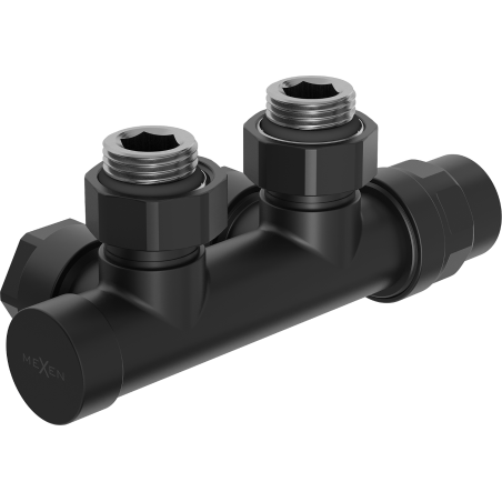 Mexen Uni-Term angled radiator valve, Duplex, DN50, black - W907-000-70