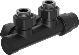 Mexen Uni-Term angled radiator valve, Duplex, DN50, black - W907-000-70
