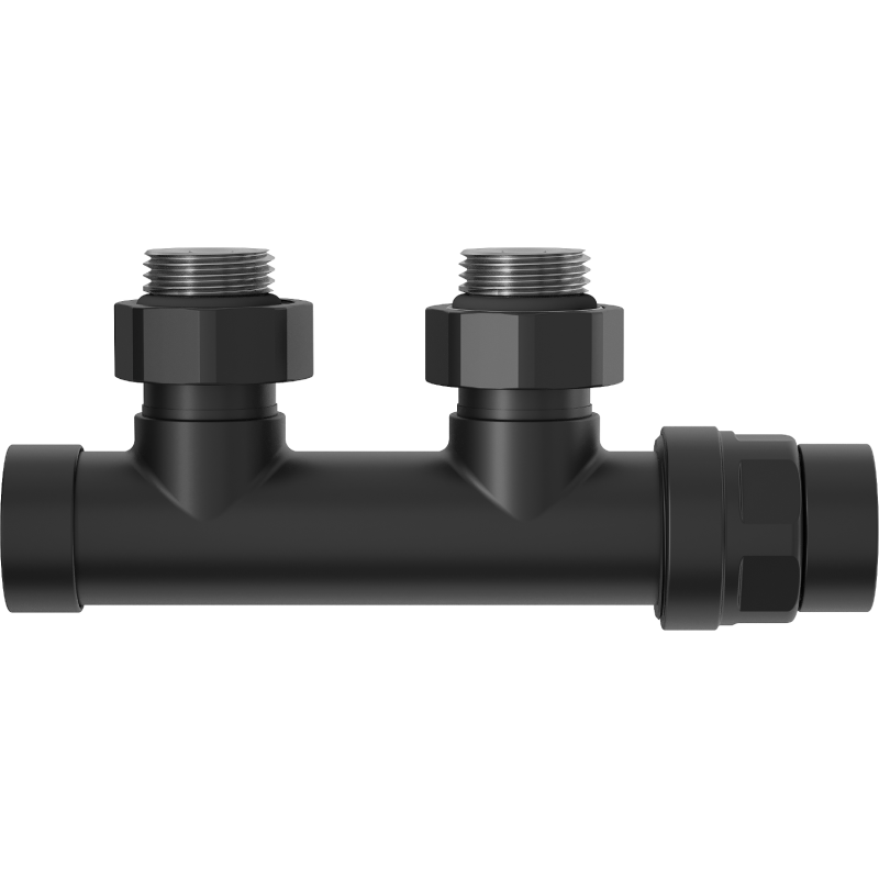 Mexen Uni-Term angled radiator valve, Duplex, DN50, black - W907-000-70