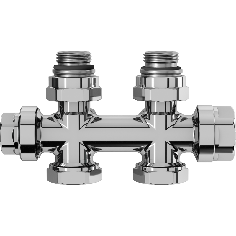Mexen Uni-Term radiator valve angled/straight, Duplex, DN50, chrome - W908-000-01