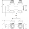 Mexen radiator valve angled/straight, Duplex, DN50, chrome - W908-000-01