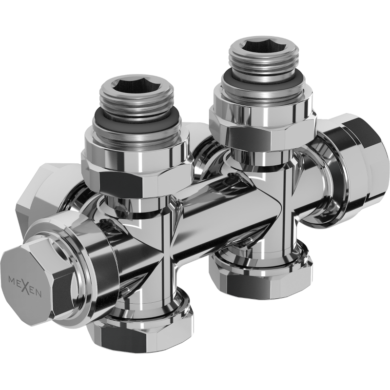 Mexen angle/straight radiator valve, Duplex, DN50, chrome - W908-000-01