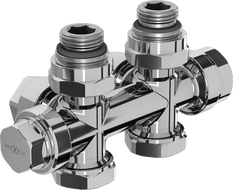 Mexen radiator valve angled/straight, Duplex, DN50, chrome - W908-000-01