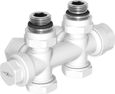 Mexen angled/straight radiator valve, Duplex, DN50, white - W908-000-20