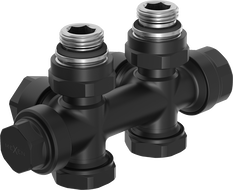 Mexen radiator angle/straight valve, Duplex, DN50, black - W908-000-70