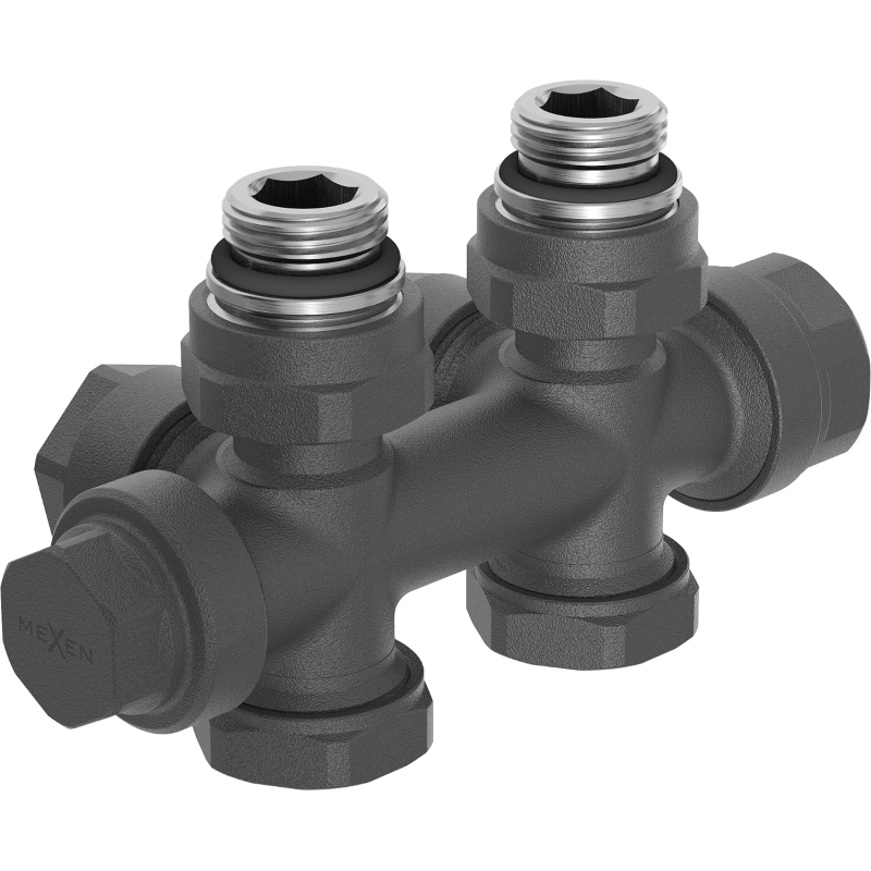 Mexen angled/straight radiator valve, Duplex, DN50, anthracite - W908-000-66