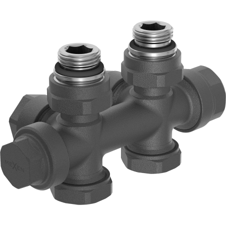 Mexen angled/straight radiator valve, Duplex, DN50, anthracite - W908-000-66