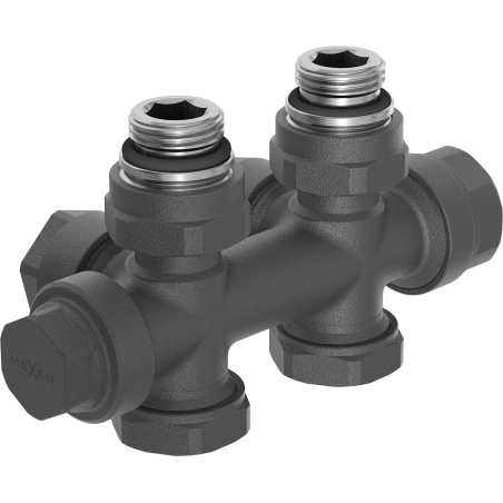 Mexen Radiator Valve Angular/Straight, Duplex, DN50, Anthracite - W908-000-66