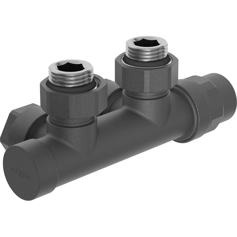 Mexen radiator valve angled, Duplex, DN50, anthracite - W907-000-66